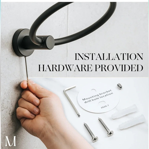 NIB Matte Black Towel Ring - Picture 3 of 6